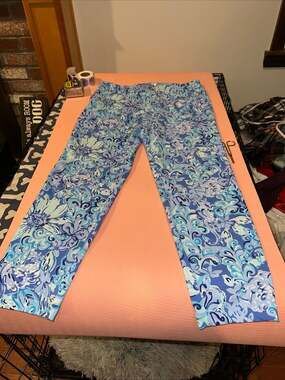 Lilly Pulitzer Cameron Pant Saltwater Blue Suns Out Funs Out 4 UPF 50+ Luxletic